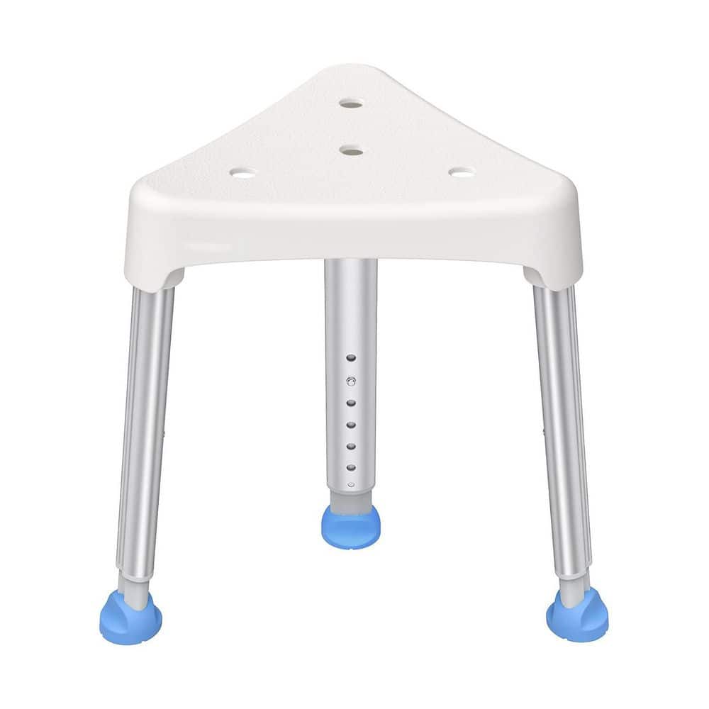 Adrinfly Aluminum Space-Saving Triangular Adjustable Shower Chair with Stable-Bracing, Non-Slip Bathtub Chair, 400 lbs, in White (1)