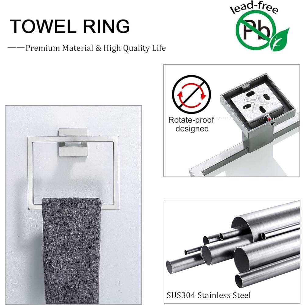 Adrinfly 23.6 in. Wall Mounted Towel Bar Stainless Steel Bathroom Hardware Set in Brushed Nickel (2)