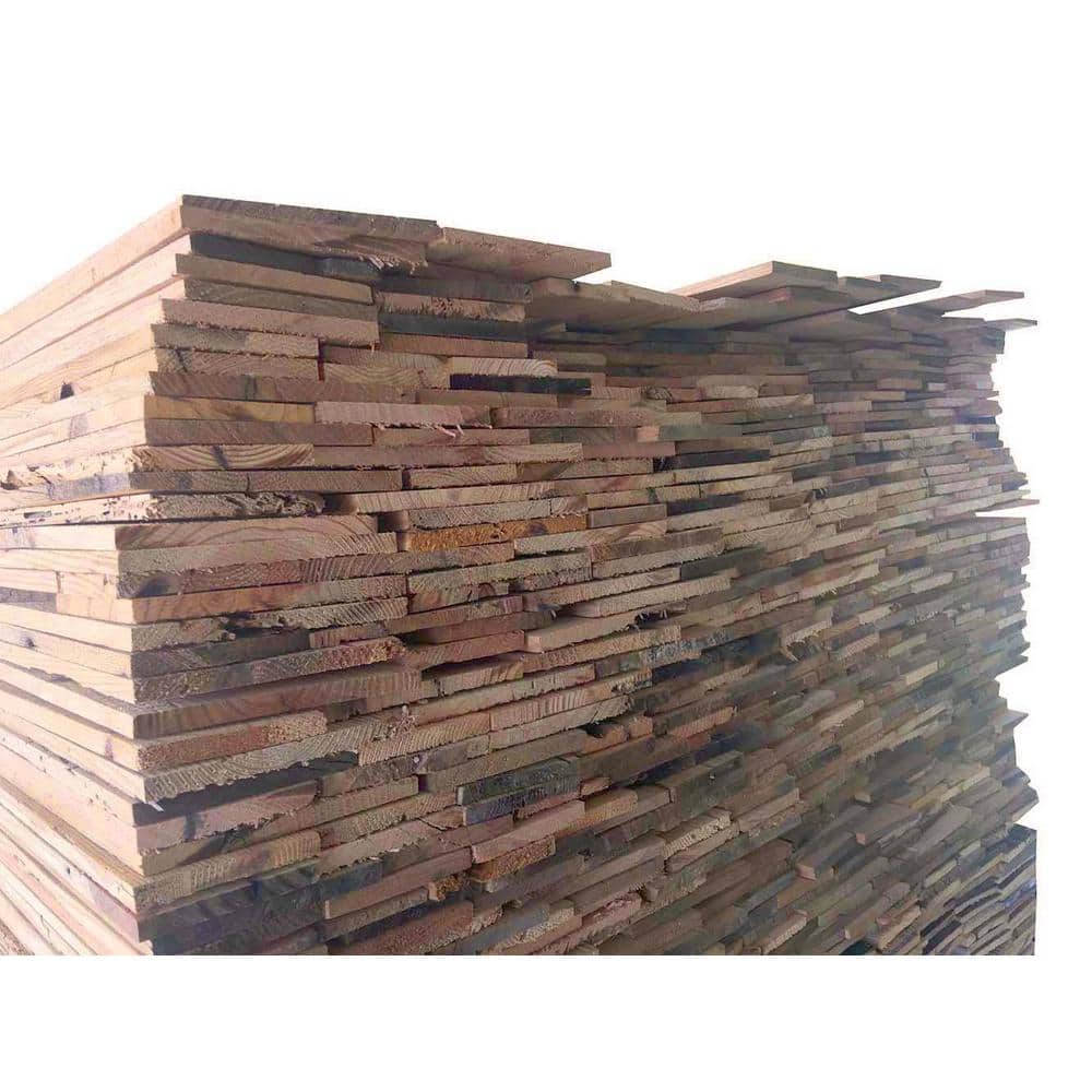 BARNLINE 3/8 in. 5 in. Varying Length Gray and Brown Reclaimed Barnwood Boards ( sq. ft./Pack) (4)