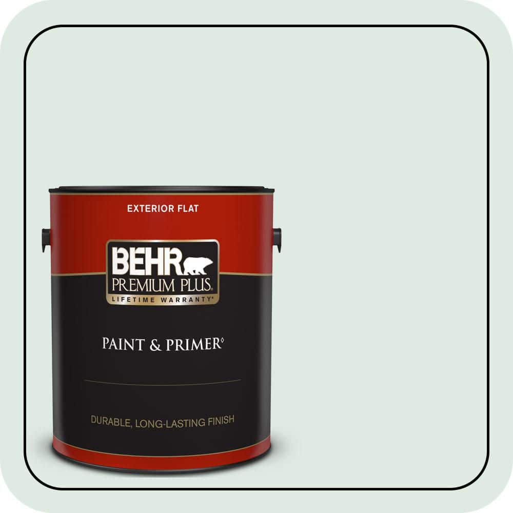 BEHR PREMIUM PLUS 1 gal. #480E-1 Country Mist Flat Exterior Paint & Primer