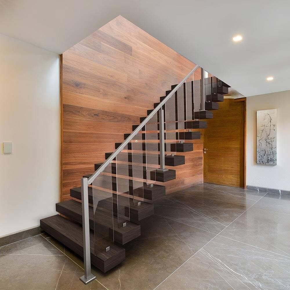 PEAK MountainView 4 in. x 2 in. Glass Deck Railing Gray Brushed Stainless Steel Stair Rail Bracket (2)