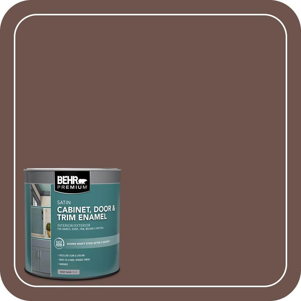 BEHR PREMIUM 1 qt. #N130-7 Double Fudge Satin Enamel Interior/Exterior Cabinet, Door & Trim Paint (1)