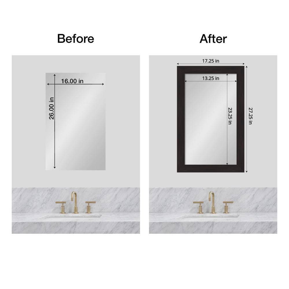 Amanti Art Mirror Makeover Furniture Espresso Narrow 17.25 in. W x 27.25 in. H Bathroom Mirror Frame Border Kit-Fits a 16x26 mirror (2)