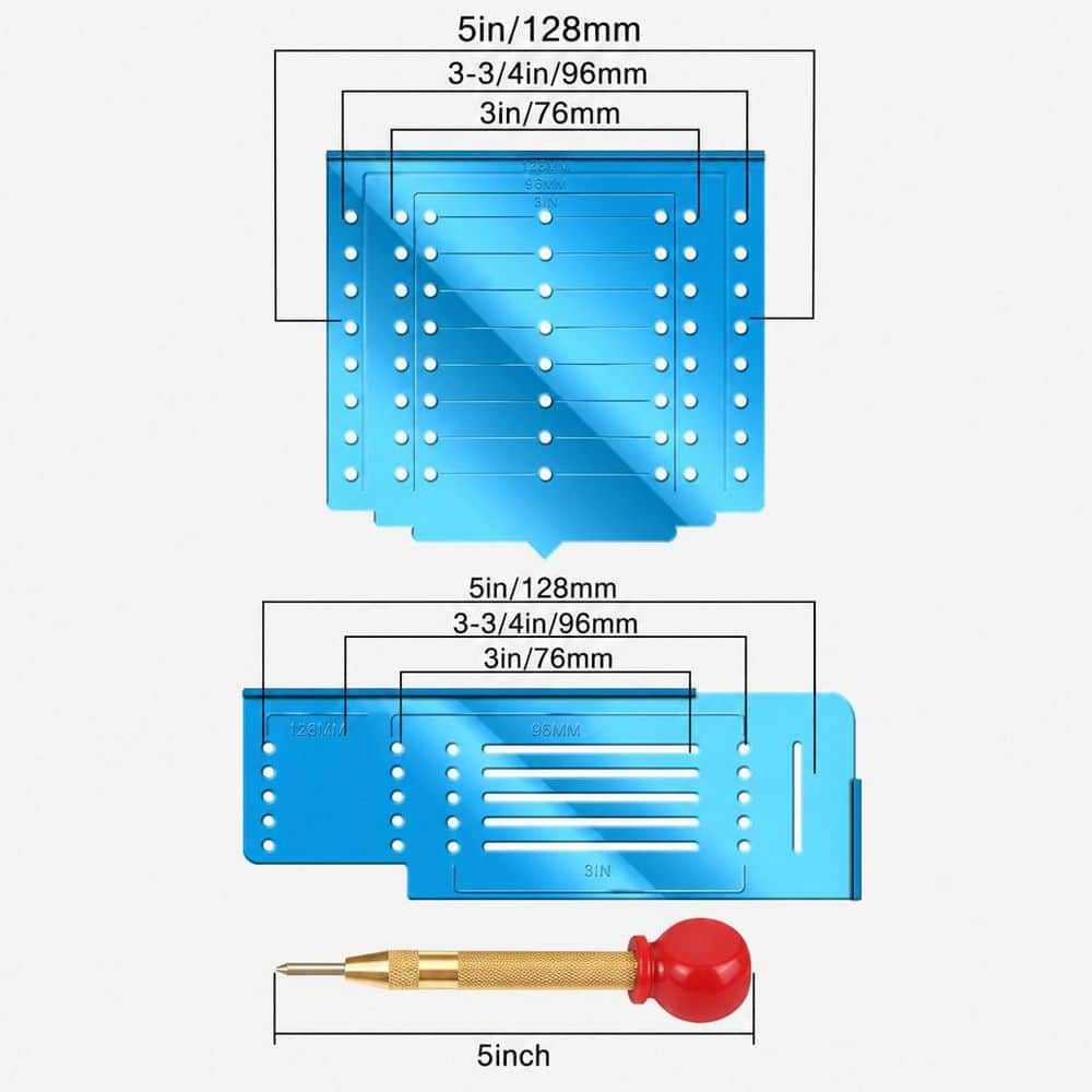 Numhew Cabinet Hardware Template with Center Punch, Cabinet Handle Template Tool for Handles, Knobs, Pulls (2)