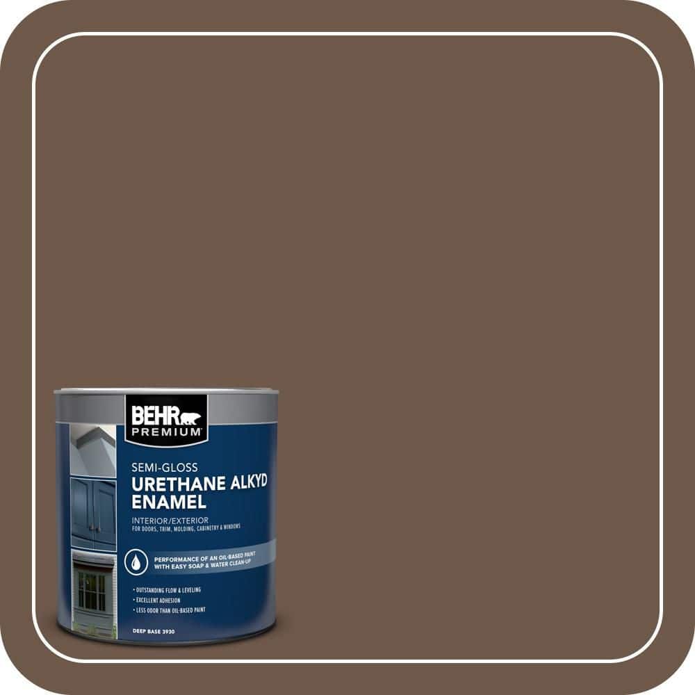 BEHR PREMIUM 1 qt. #N230-7 Rustic Tobacco Semi-Gloss Enamel Urethane Alkyd Interior/Exterior Paint (1)