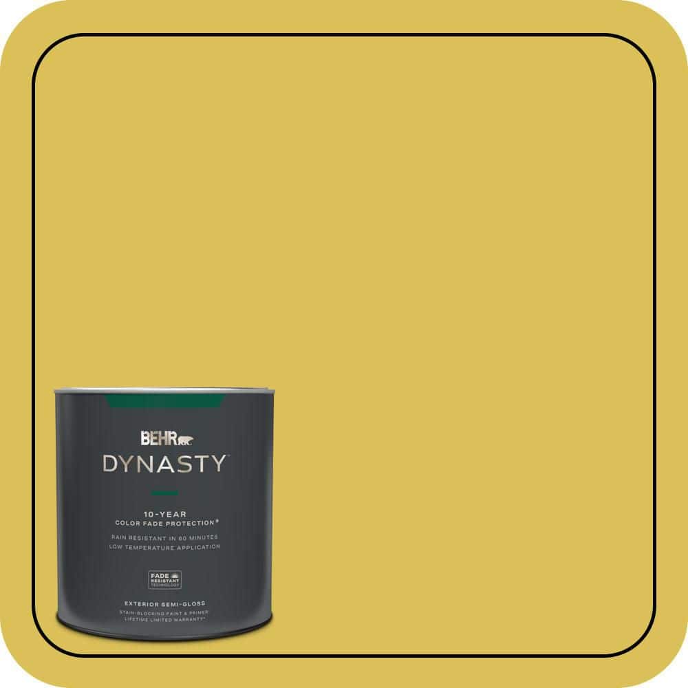 BEHR DYNASTY 1 qt. #P320-6 Sulfur Yellow Semi-Gloss Exterior Stain-Blocking Paint & Primer