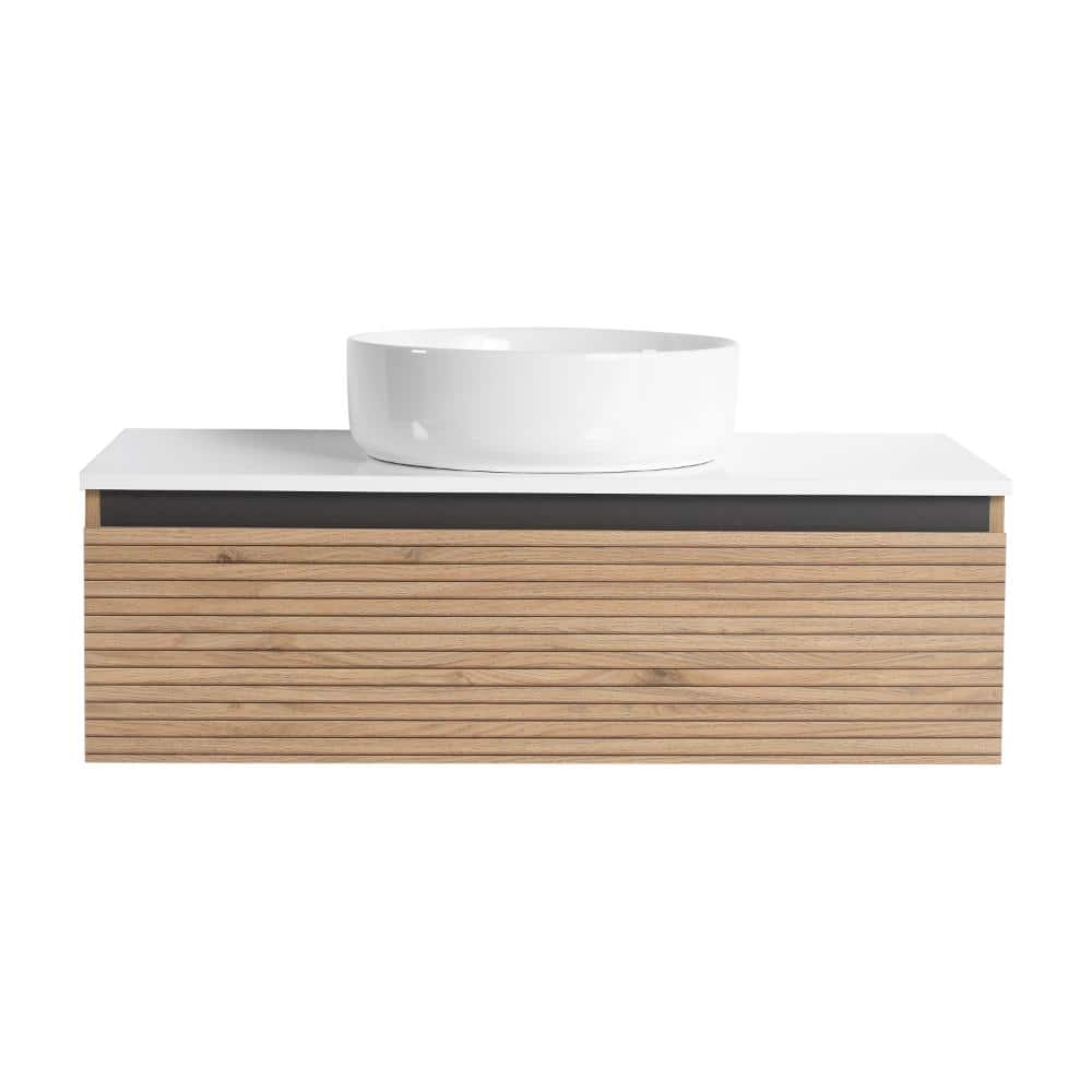 TCYO 36 in. Wall-Mounted Light Coffee Bath Vanity with White Plywood Top Unassembled (1)