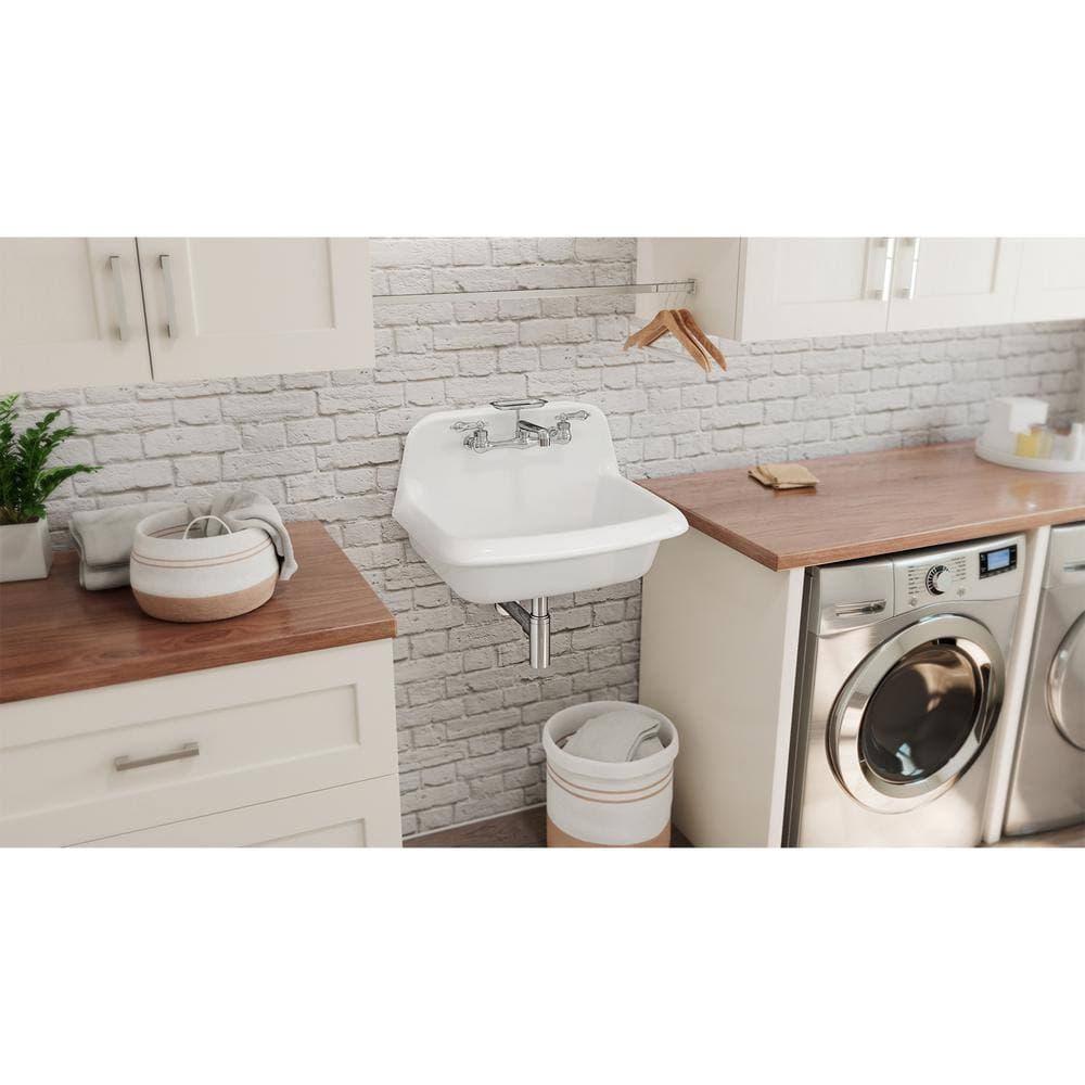 DreamLine Sapphire 24 in. W x 15 in. H Porcelain Wall Mount Laundry/Utility Sink in White (2)