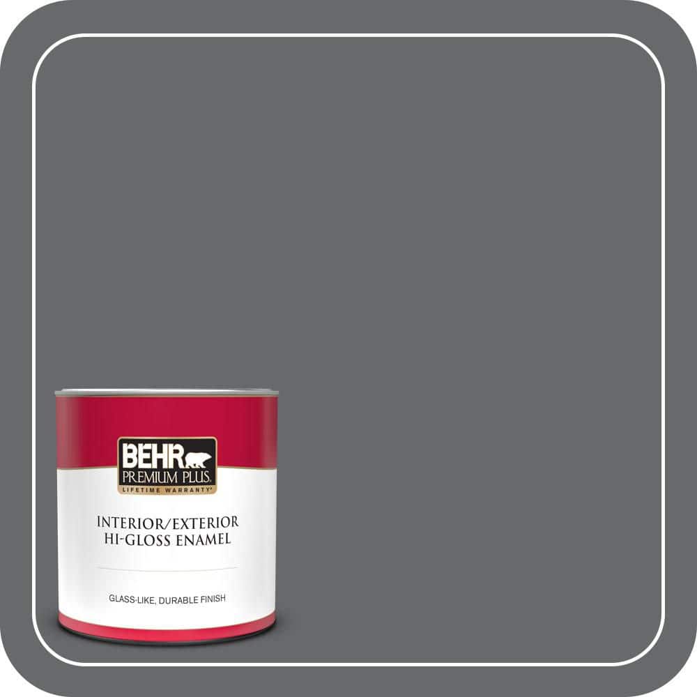 BEHR PREMIUM PLUS 1 qt. #PPU26-02 Imperial Gray Hi-Gloss Enamel Interior/Exterior Paint & Primer