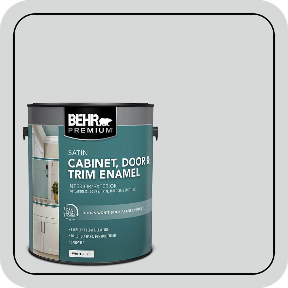 BEHR PREMIUM 1 gal. #MQ3-25 Gray Shimmer Satin Enamel Interior/Exterior Cabinet, Door & Trim Paint