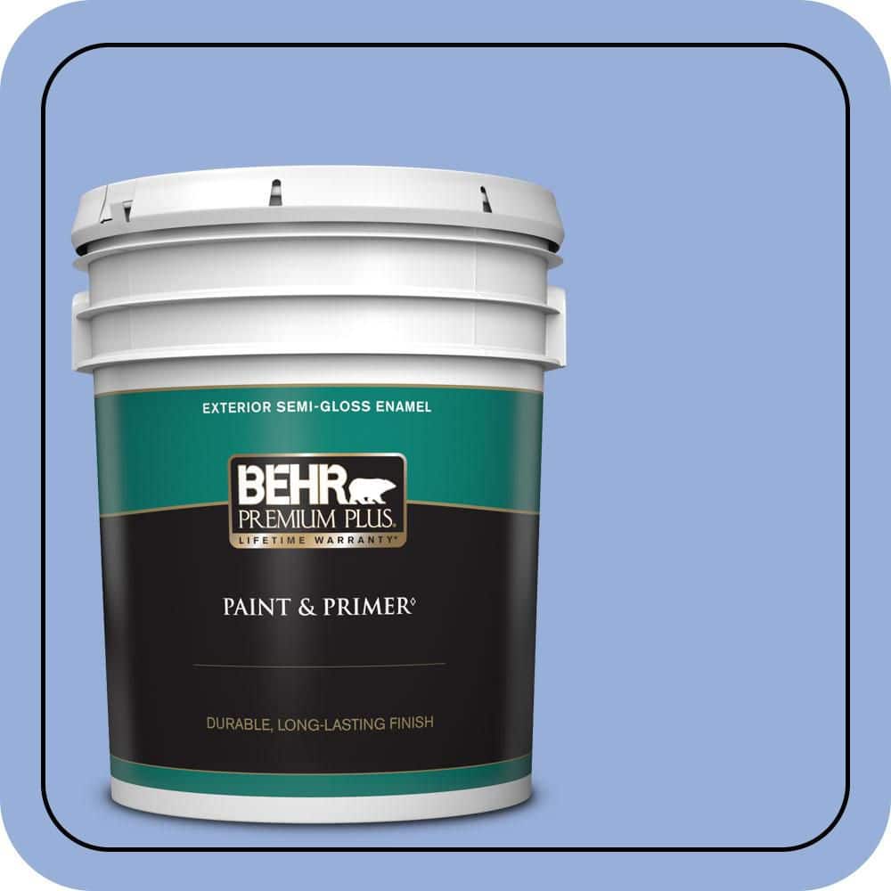 BEHR PREMIUM PLUS 5 gal. #590B-4 Anemone Semi-Gloss Enamel Exterior Paint & Primer