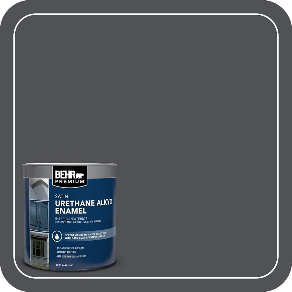 BEHR PREMIUM 1 qt. #PPU18-01 Cracked Pepper Satin Enamel Urethane Alkyd Interior/Exterior Paint (1)