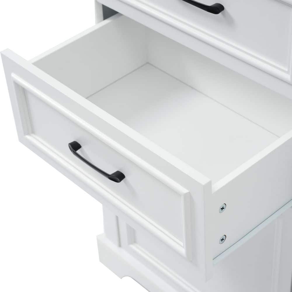 TCYO 24 in. W x 16 in. D x 71 in. H White Linen Cabinet with 2 Drawers, Adjustable Shelf, Soft-Close Doors (2)