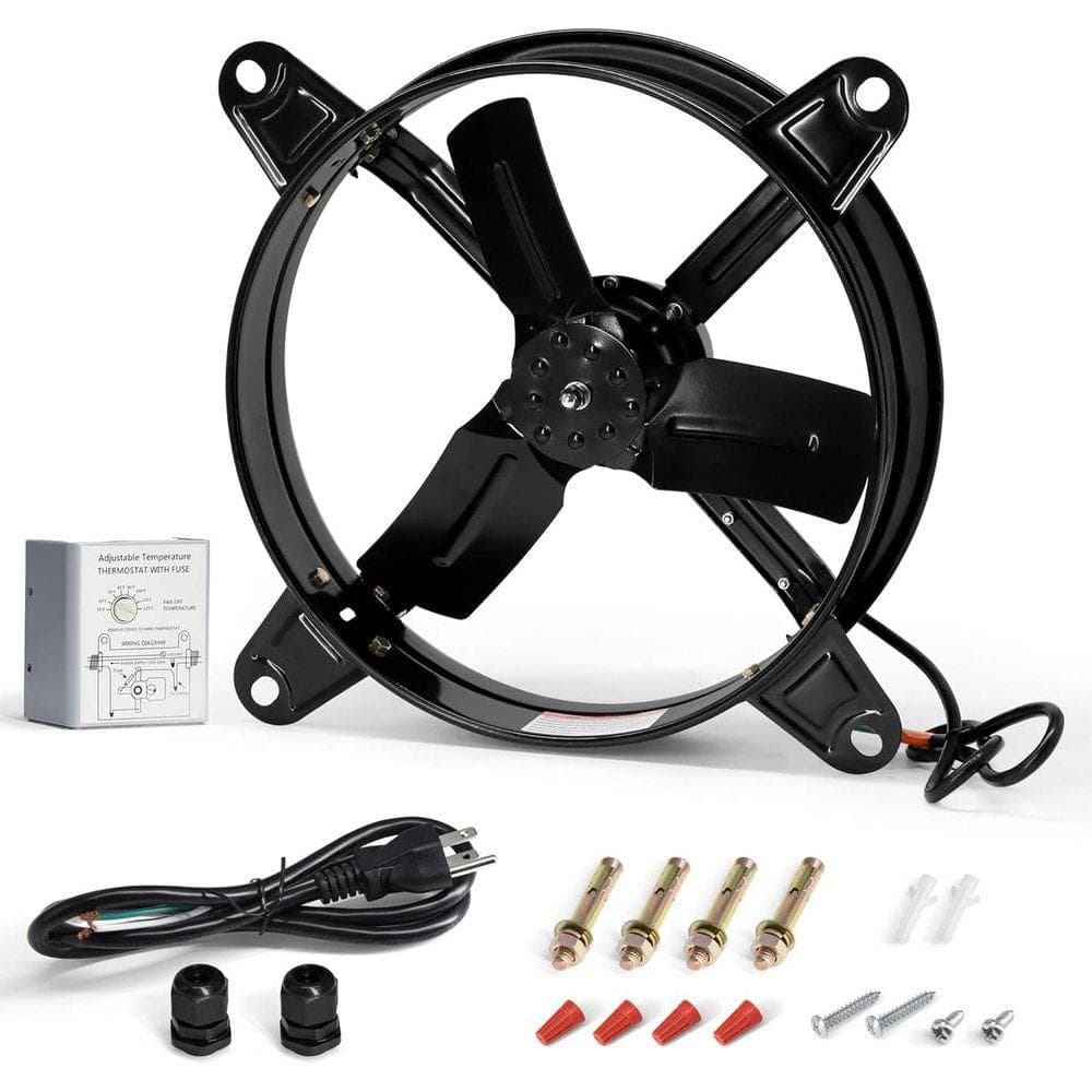 KIWDZFU 2050 CFM Electric Gable Mount Attic Fan with Adjustable Thermostat, 16 in. (1)