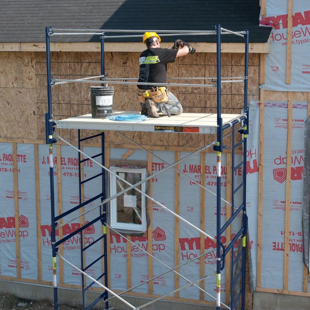 MetalTech 10 ft. L x 19 in. W Aluminum Scaffold Platform w/5/8 in. Plywood Plank, Reinforced Edge Capping for Standard, Arch Frame (2)
