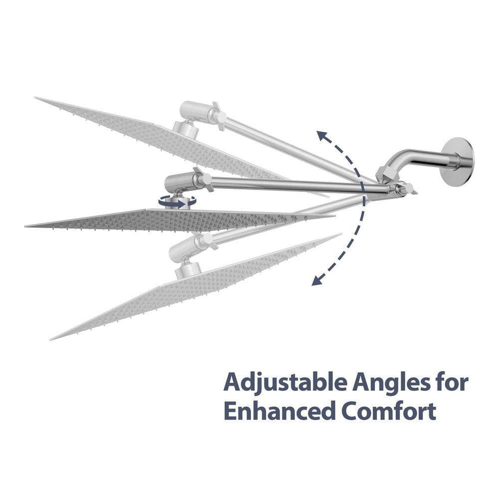 Logmey 15 in. Adjustable Straight Rain Shower Arm in Chrome (3)