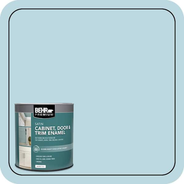 BEHR PREMIUM 1 qt. #S460-1 Air Blue Satin Enamel Interior/Exterior Cabinet, Door & Trim Paint (2)