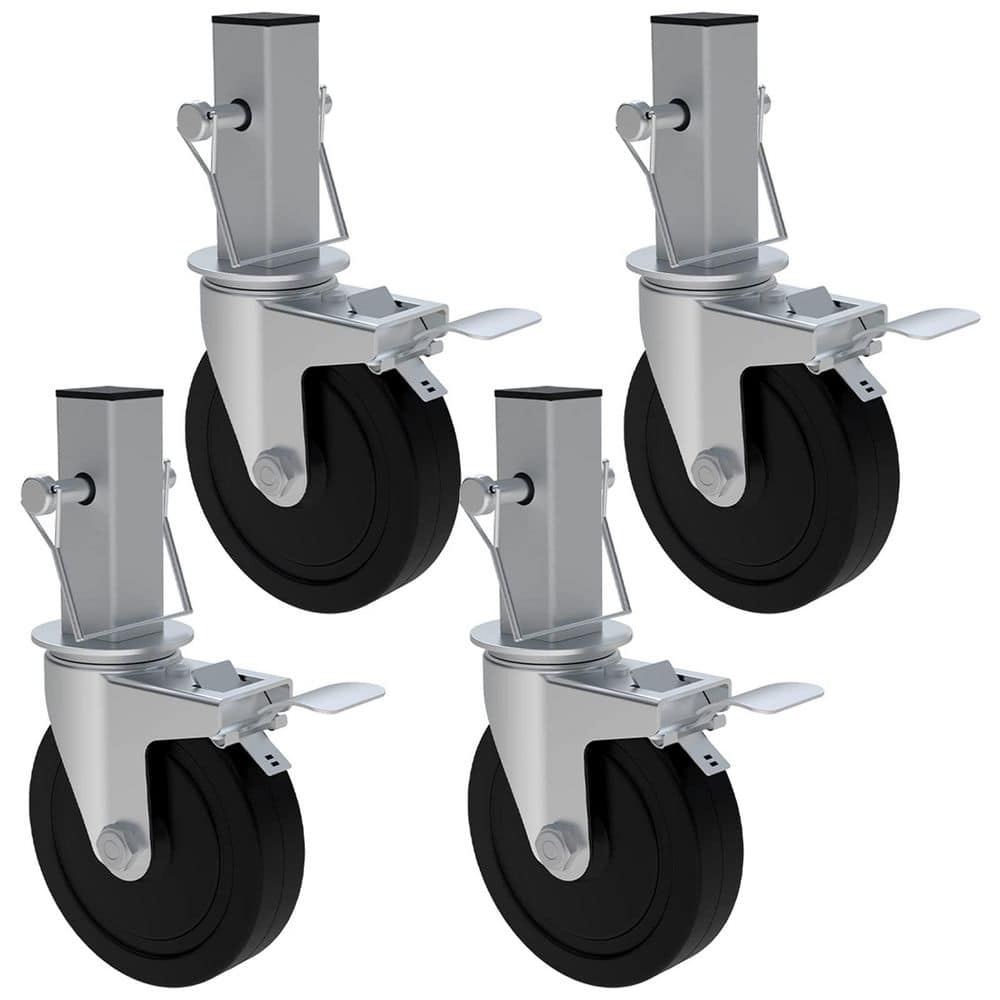 Laybus 5 in. Stainless Steel Scaffolding Wheels with Dual Locking Brakes, 440 lb. Capacity Per Wheel, Scaffolding Accessories (1)