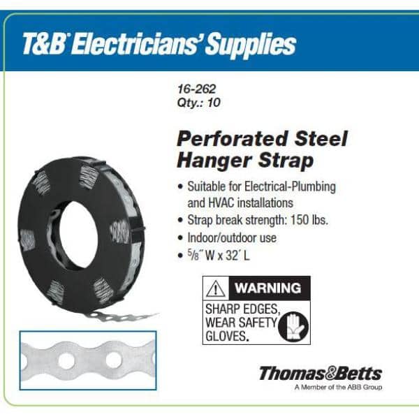 ABB 5/8 in. Steel Perforated Hanger Strap 32 ft. Roll (16-262) (2)