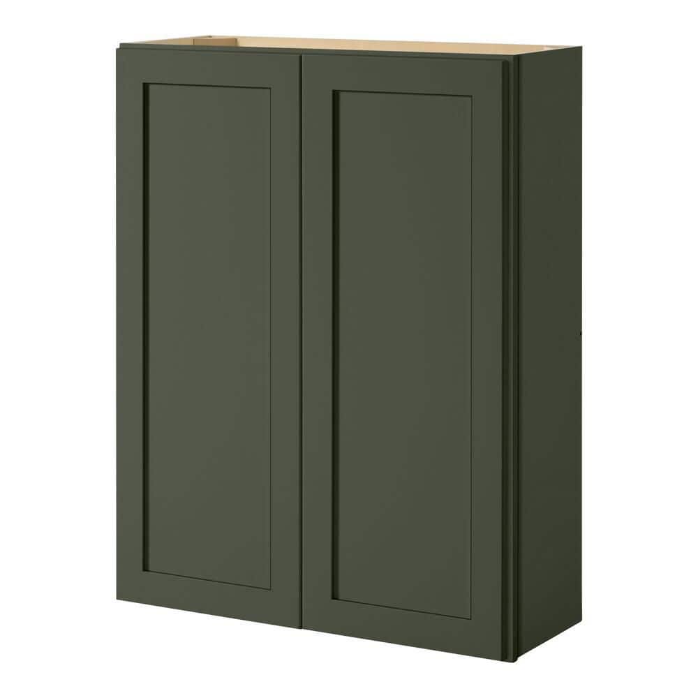 Hampton Bay Avondale 33 in. W x 12 in. D x 42 in. H Ready to Assemble Plywood Shaker Wall Kitchen Cabinet in Fern Green
