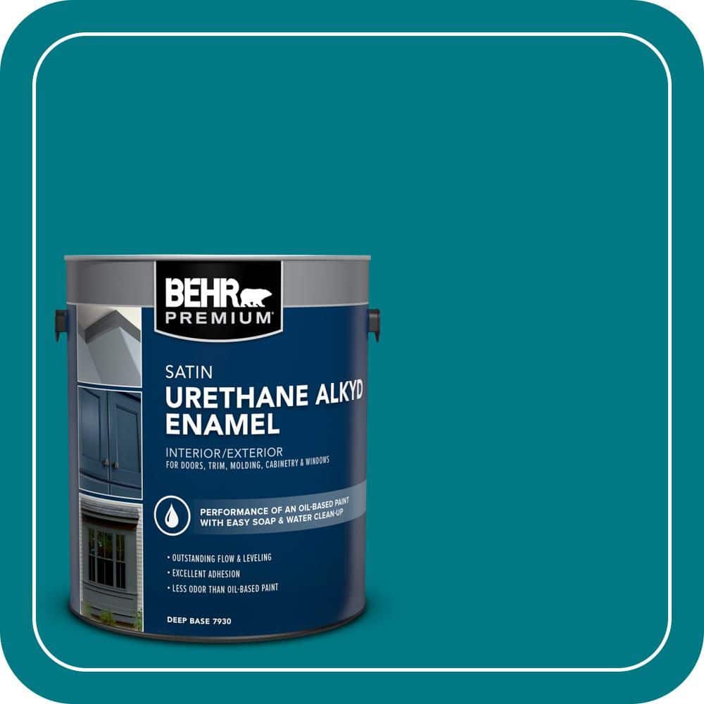 BEHR PREMIUM 1 gal. #P470-7 The Real Teal Urethane Alkyd Satin Enamel Interior/Exterior Paint (1)