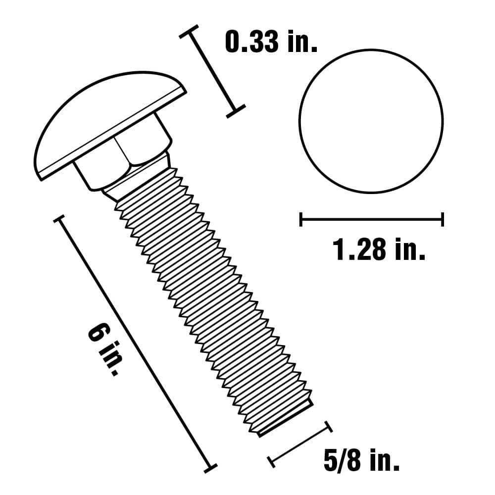Everbilt 5/8 in.-11 x 6 in. Galvanized Carriage Bolt (10-Pack) (4)
