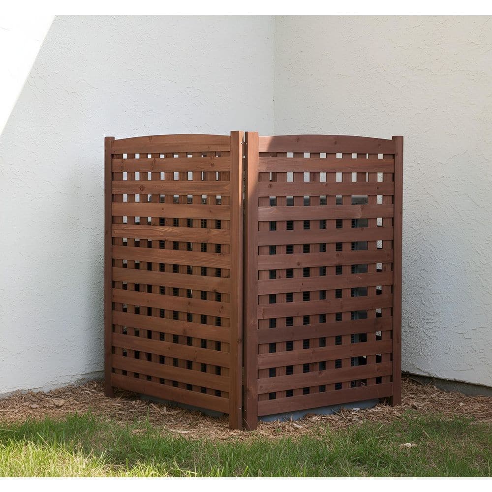 Unbranded 3-Panel Outdoor Air Conditioner Fence Screen, Outside Wood Privacy Fence, 32 in. W x 38 in. H