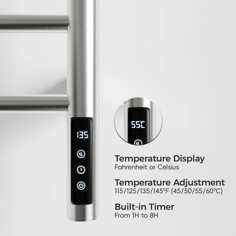 Flynama Wall Mounted Heated Towel Rack with Intelligent Touch Screen Timer, Plug-in/Hard-Wired (3)