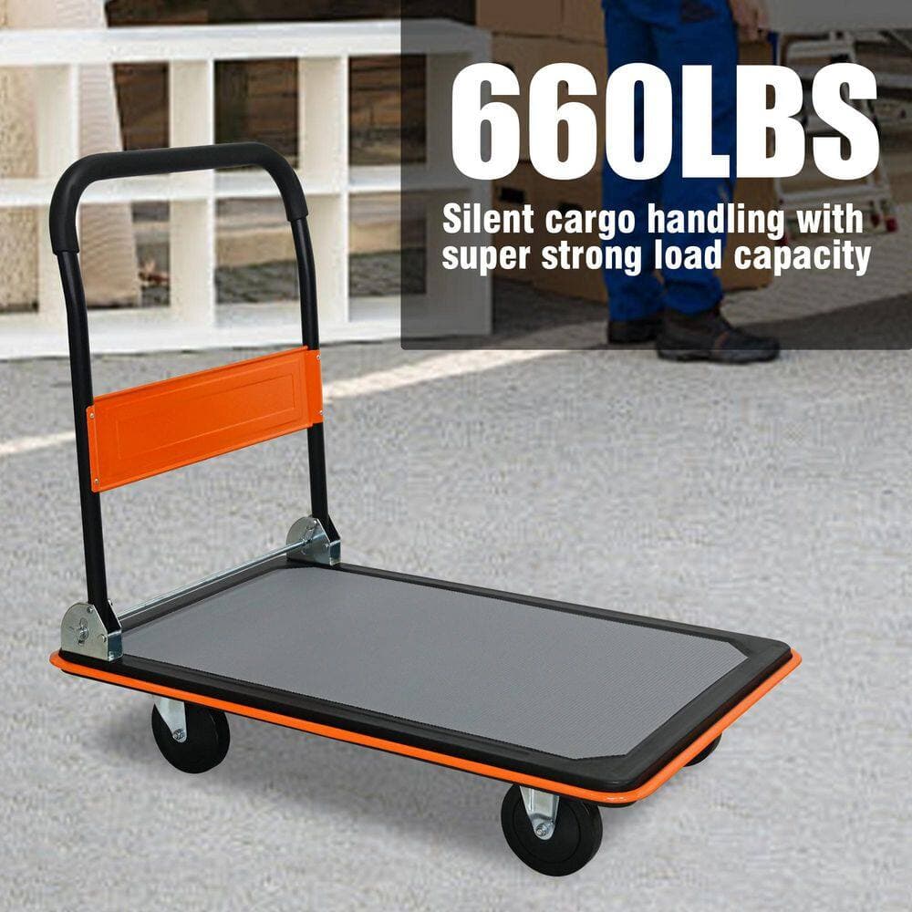 Cesicia 660 lbs. Heavy Duty Orange Capacity Platform Hand Truck (3)