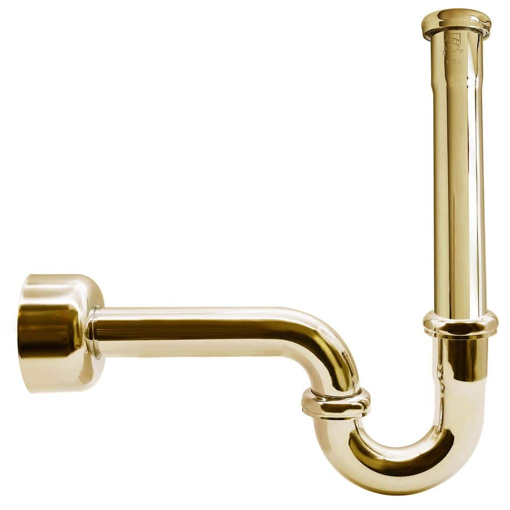 Westbrass 1-1/4 in. Brass Bathroom Sink P-Trap with 12 in. Slip Joint Extension Tube
