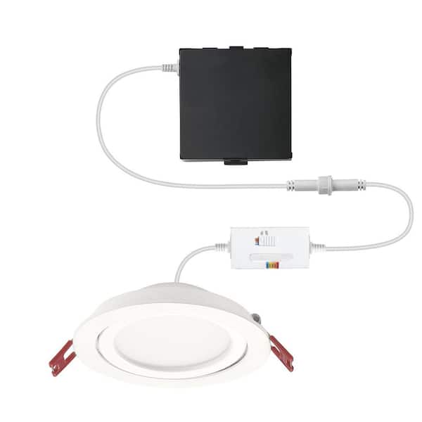 Commercial Electric 4 in. Elite Series Adjustable CCT 3-Level Lumen Select Dimmable Ultra Directional Canless Recessed Light, White (2)
