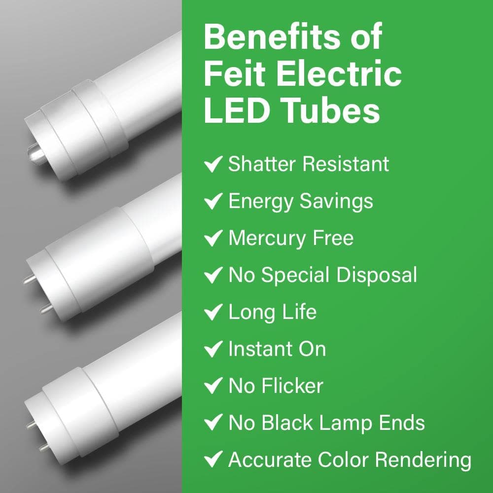 Feit Electric 15-Watt 6 in. T8 G13 Type AB Plug and Play and Ballast Bypass Linear U-Bend LED Tube Light Bulb, Cool White 4000K (4)