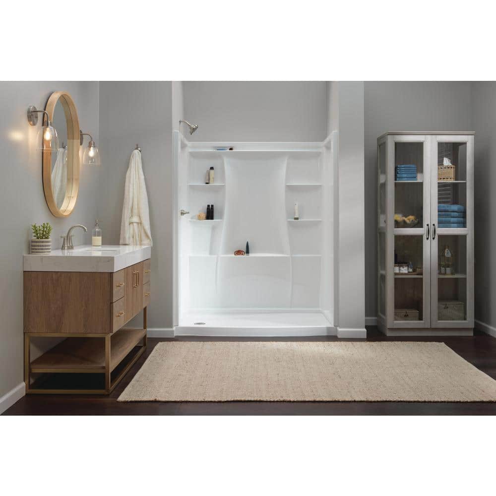 Delta Classic 500 Curve 60 in. L x 32 in. W Alcove Shower Pan Base with Left Drain in High Gloss White (2)