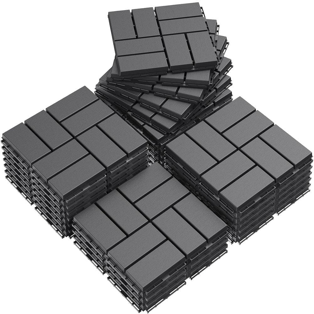 Afoxsos 12 ft. x 12 ft. Plastic Interlocking Deck Tiles Waterproof in Blue (27 Per Pack) (1)