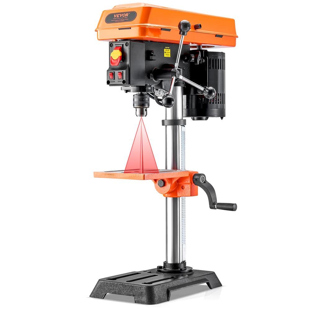 VEVOR 10in. Benchtop Drill Press 6.2A Induction Motor Tabletop Drilling Machine Adjustable Speed Worktable LED Work Light