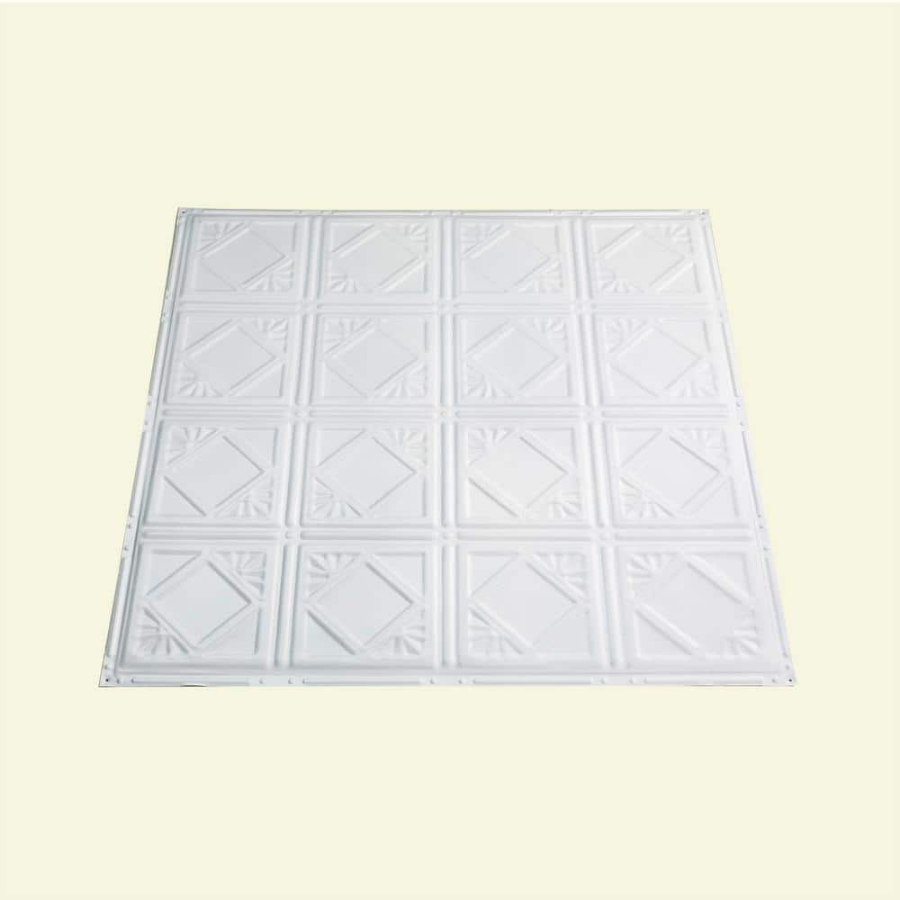 Great Lakes Tin Ludington 2 ft. x 2 ft. Lay-In Tin Ceiling Tile in Matte White (20 sq. ft./case) (2)