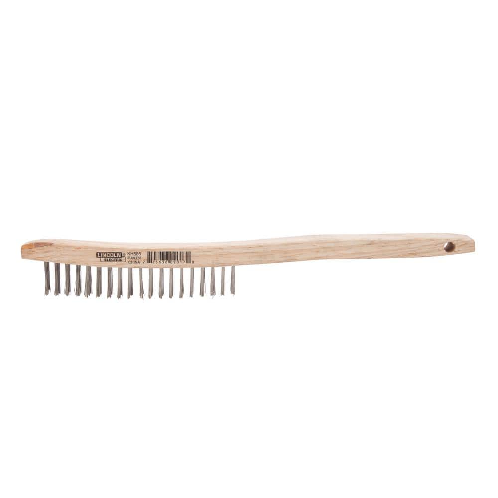 Lincoln Electric 14 in. Long Wooden Handled Stainless Steel Welding Wire Brush (.7 in. x 6.4 in. Bristle Area 3 x 19 Row) (2)