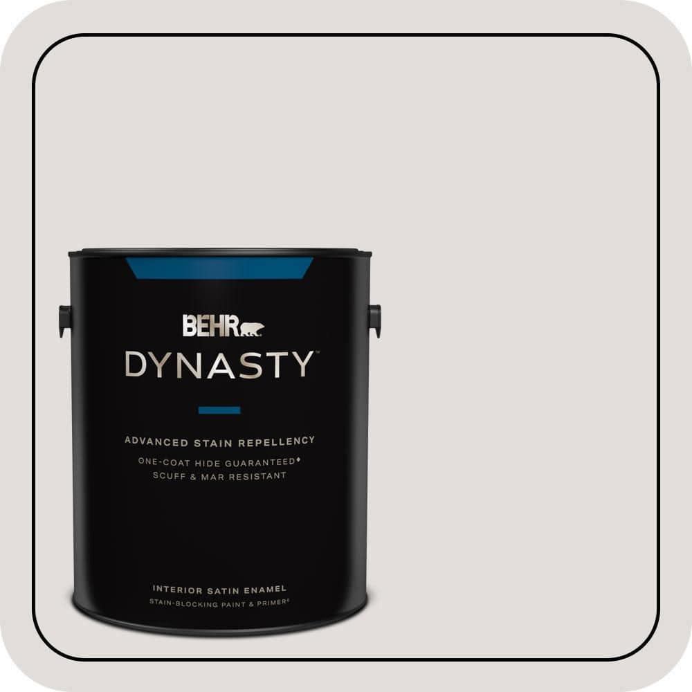BEHR DYNASTY 1 gal. #PR-W07 Fading Fog Satin Enamel Interior Stain-Blocking Paint and Primer