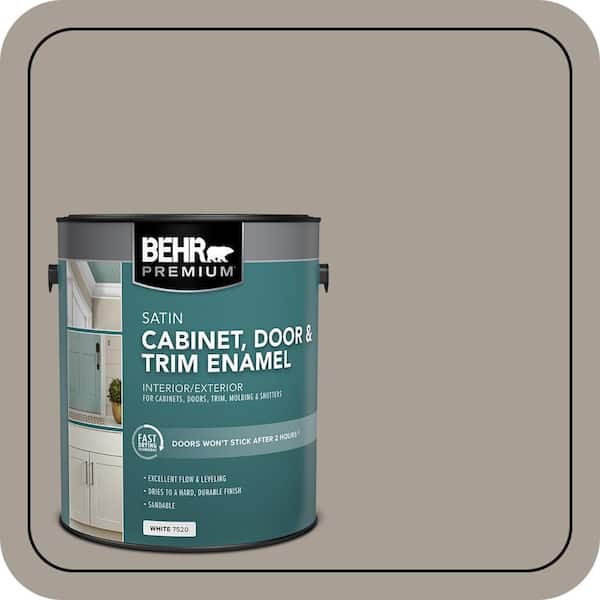 BEHR PREMIUM 1 gal. #PPU24-09 True Taupewood Satin Enamel Interior/Exterior Cabinet, Door & Trim Paint (2)