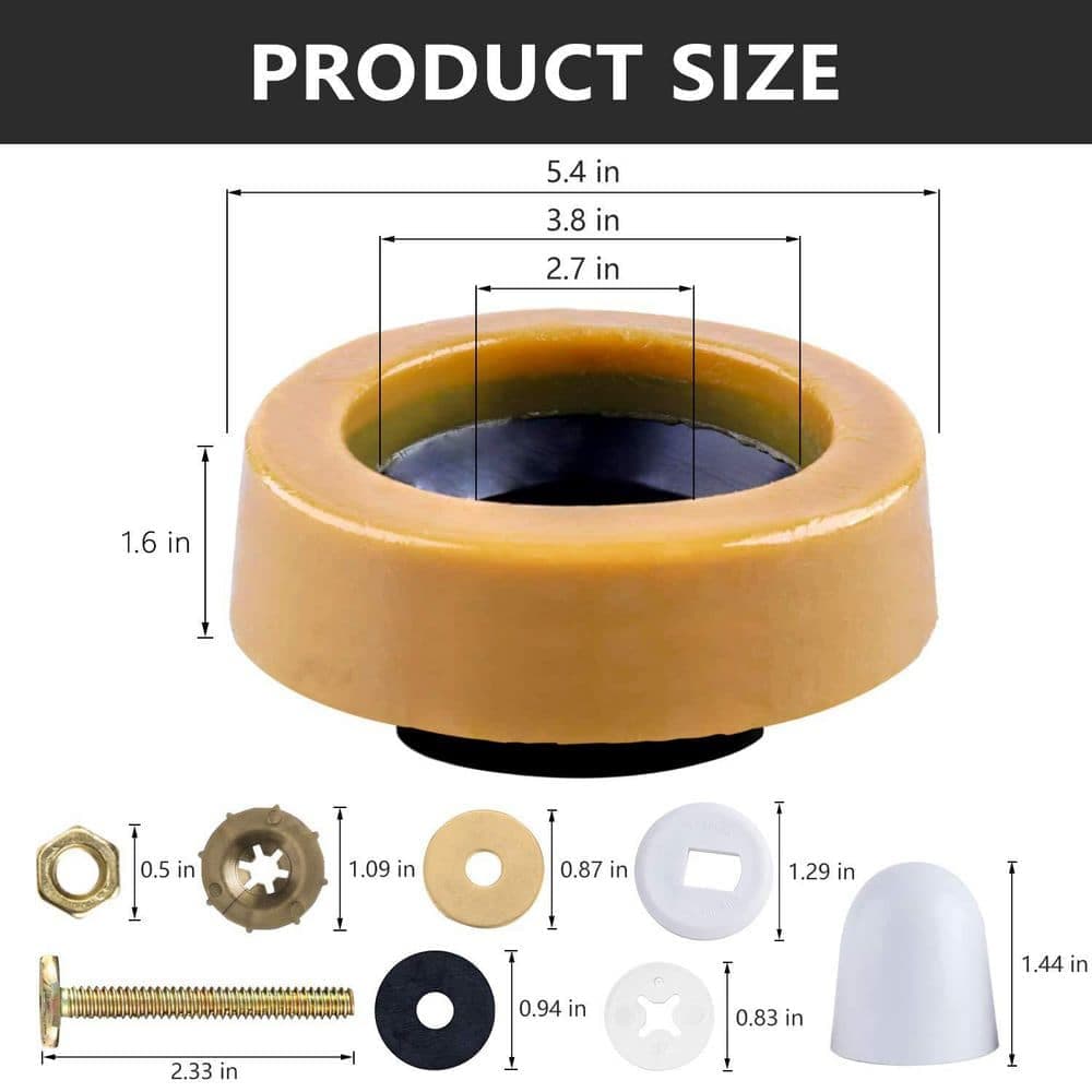 Helhom Extra Thick Toilet Wax Ring Kit Include Closet Bolts, Bolt Caps, Thick Flange and Retainer Washers (3)
