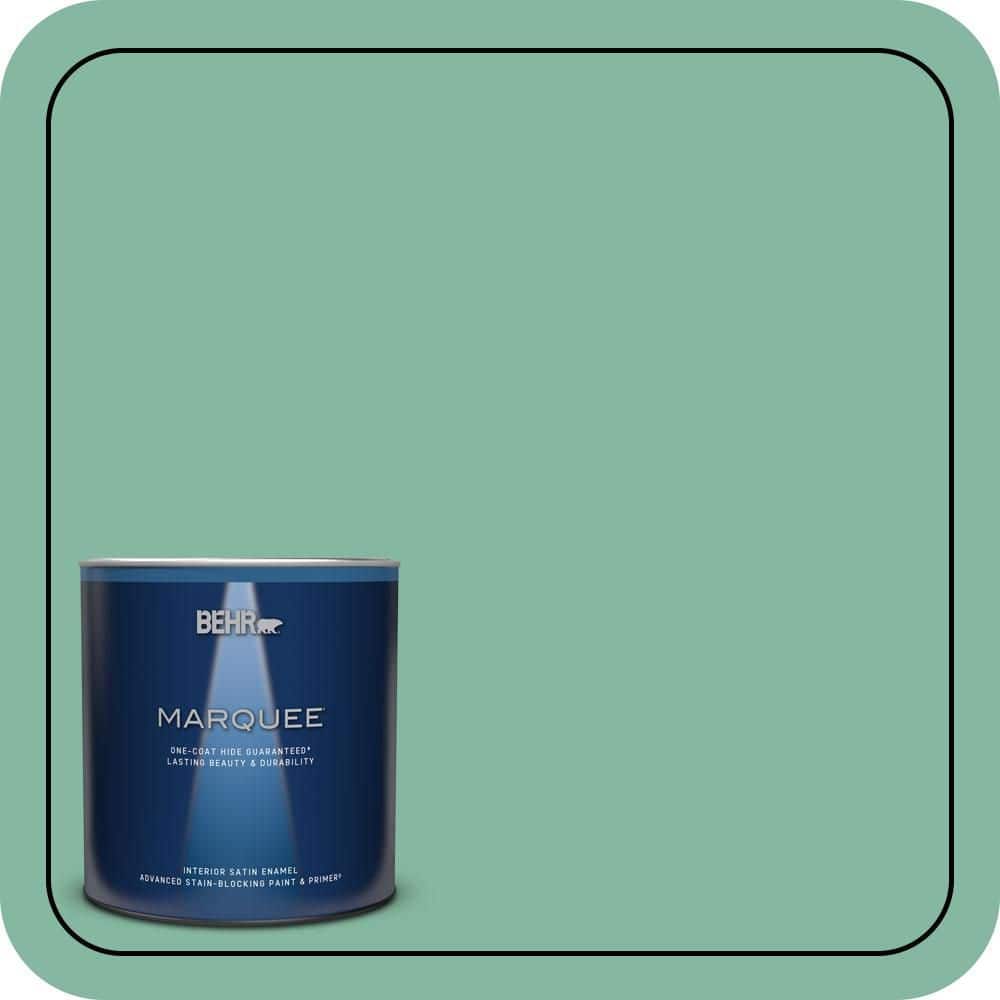 BEHR MARQUEE 1 qt. #480D-4 Indian Ocean Satin Enamel Interior Paint & Primer