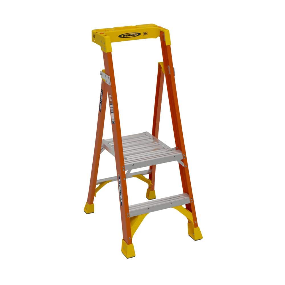 Werner Fiberglass Podium+ Platform Step Ladder (10 ft. Reach Height) with 300 lbs. Load Capacity Type IA Duty Rating