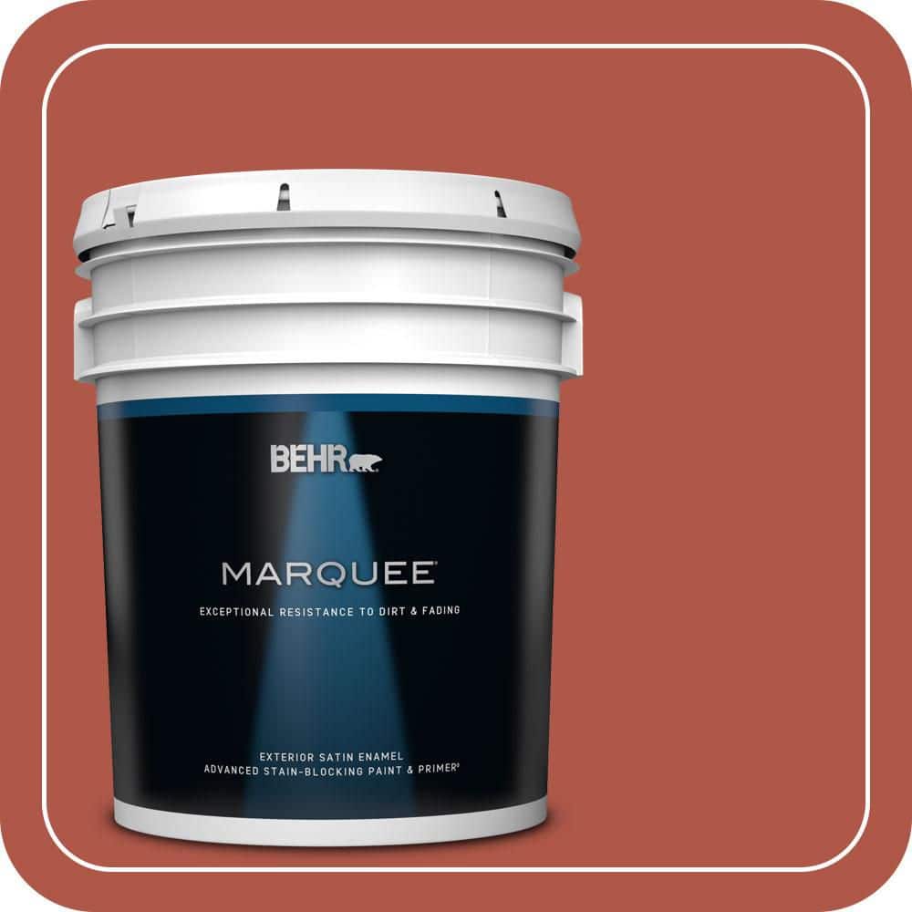 BEHR MARQUEE 5 gal. #PPU2-14 Tibetan Orange Satin Enamel Exterior Paint & Primer