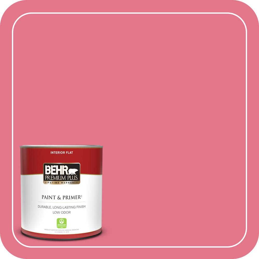 BEHR PREMIUM PLUS #120B-6 Watermelon Pink Flat Interior/Exterior Paint & Primer Color Sample