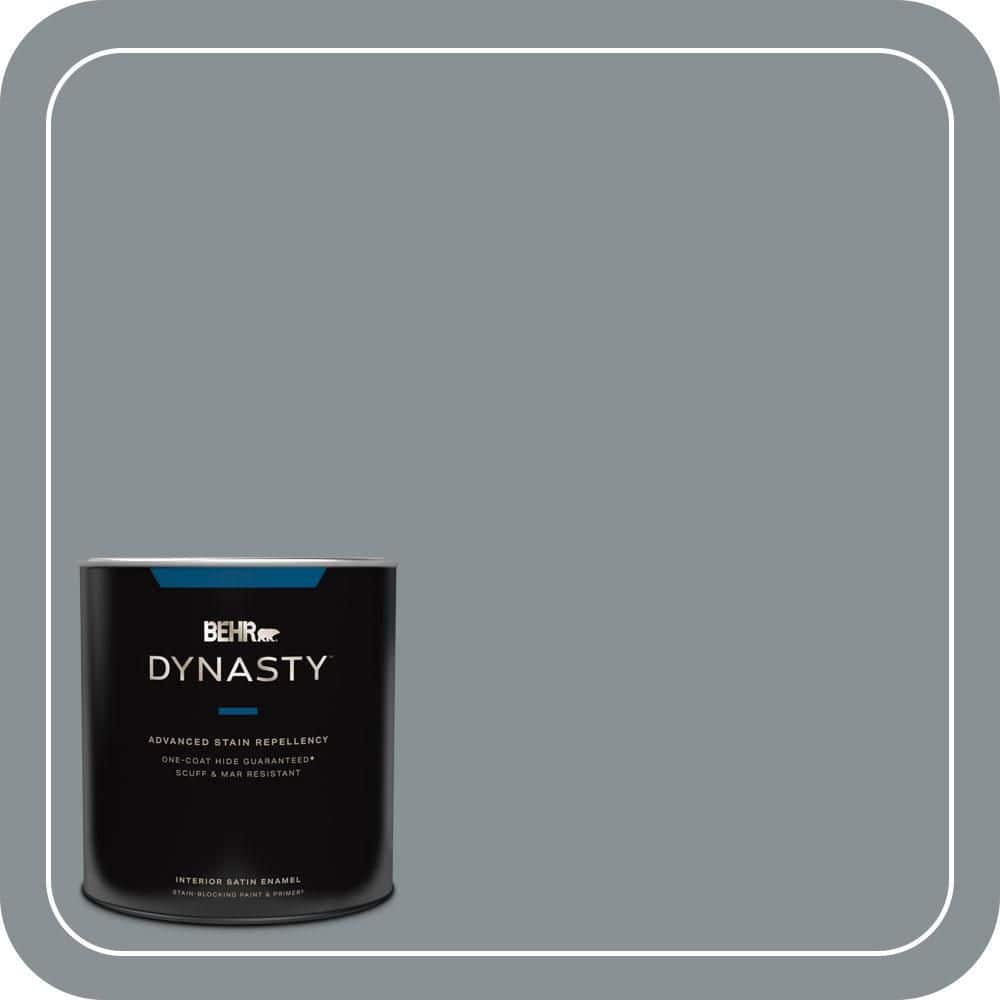 BEHR DYNASTY 1 qt. #MQ5-29 Gotham Gray One-Coat Hide Satin Enamel Interior Stain-Blocking Paint & Primer