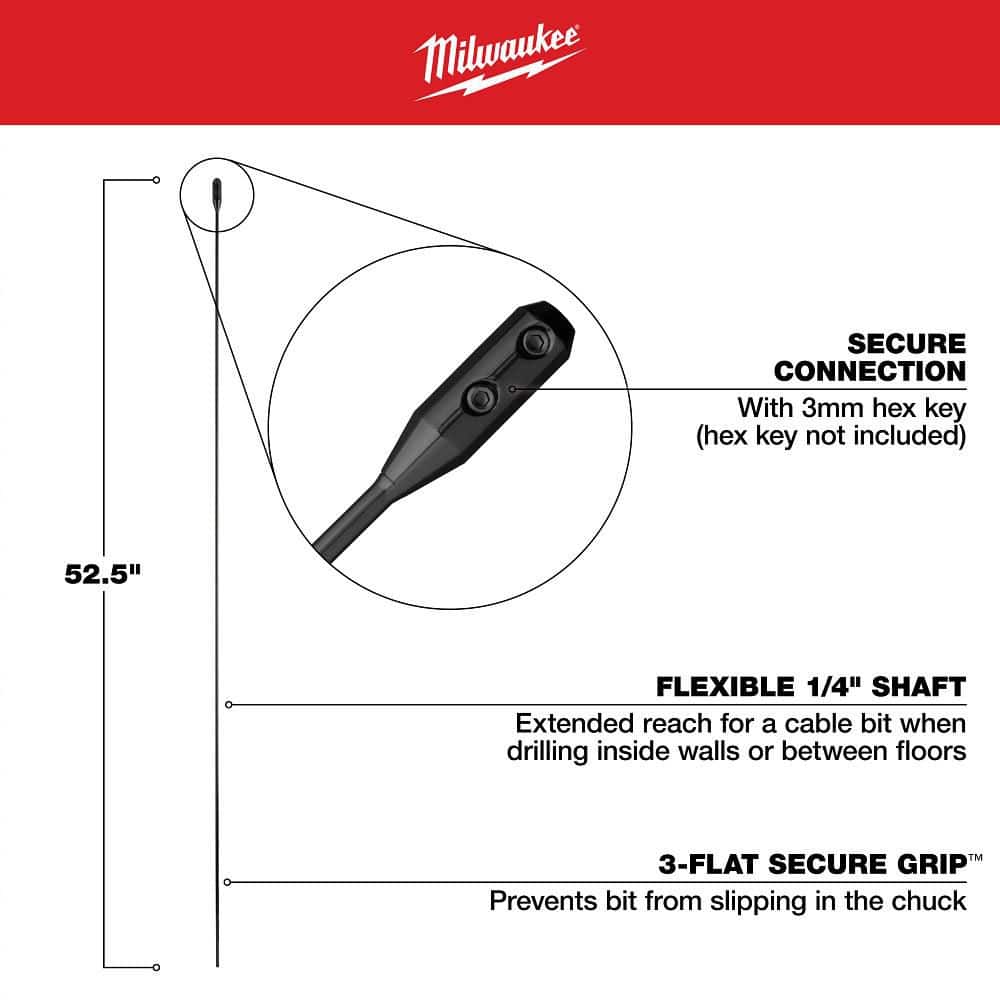 Milwaukee 1/4 in. x 54 in. Cable Bit Extension (4)