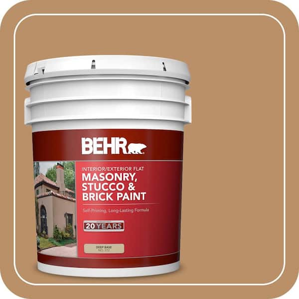 BEHR 5 gal. #S260-5 Almond Roca Flat Interior/Exterior Masonry, Stucco and Brick Paint (2)