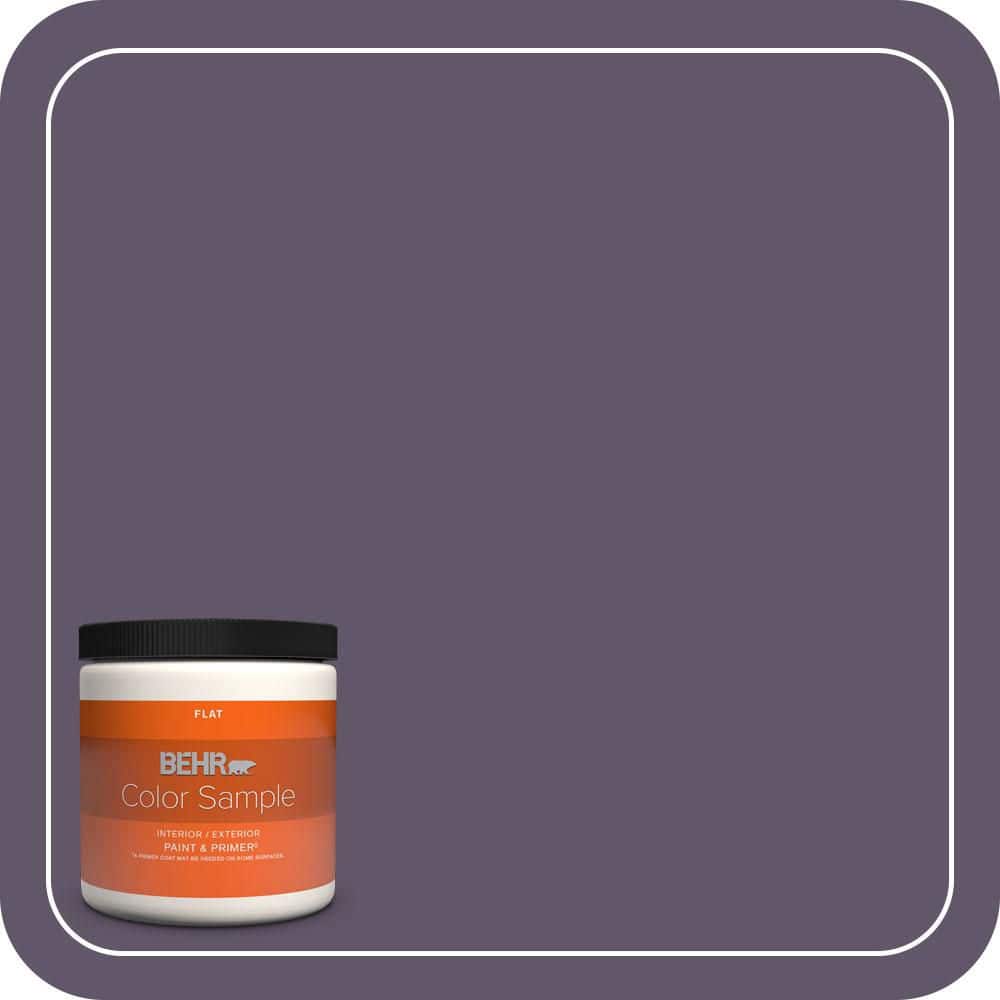 BEHR PREMIUM PLUS 8 oz. #PPU17-04 Darkest Grape Flat Interior/Exterior Paint & Primer Color Sample