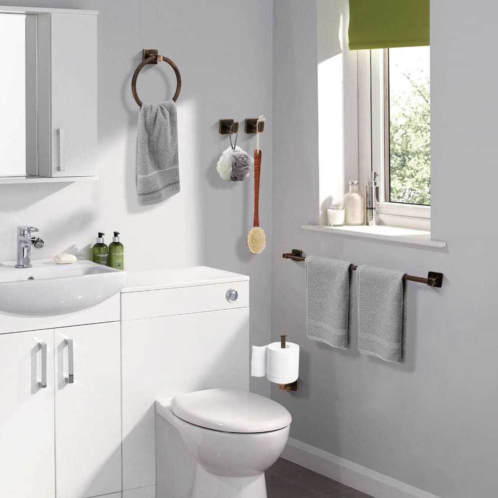 Unbranded 5-Piece Wall Mount Bathroom Hardware Accessory Set with Adjustable Towel Bar in Oil Rubbed Bronze Finish (3)