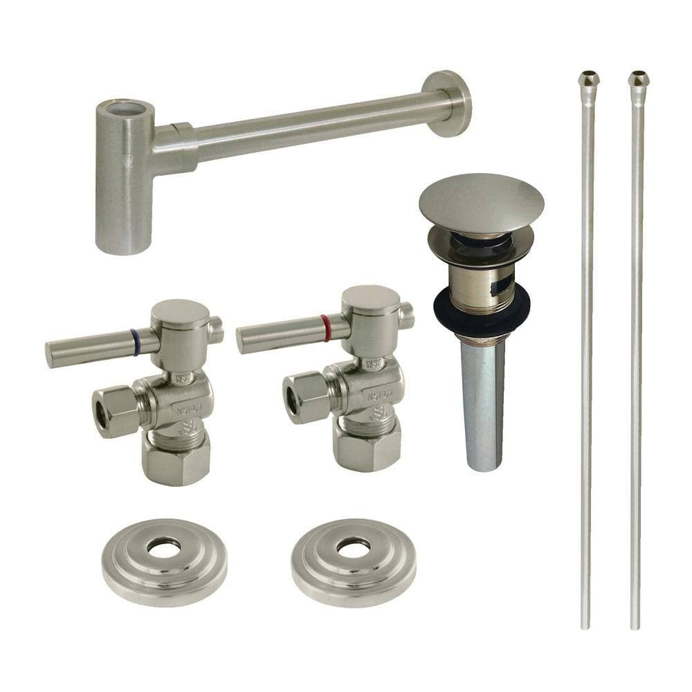 Kingston Brass Trimscape Traditional Plumbing Sink Trim Kit 1-1/4 in. Brass with P- Trap in Brushed Nickel